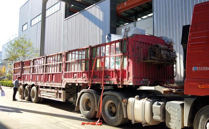 2臺(tái)132kw花生殼顆粒機(jī)發(fā)往山東菏澤，總的年產(chǎn)量可達(dá)5000-6000噸